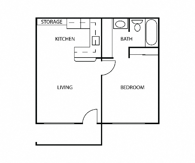 a floor plan of a small house with a kitchen and a living room